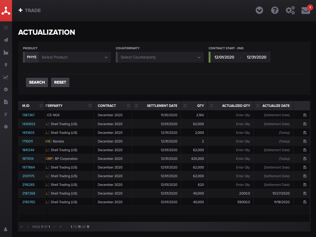 Consolidated Actualization Screen