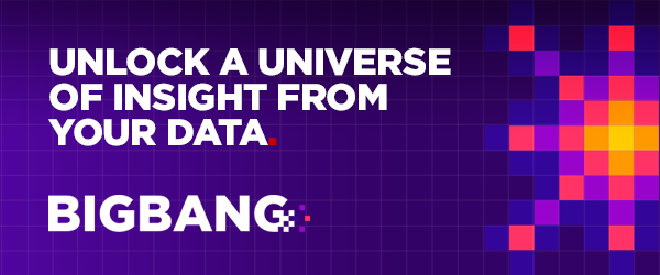 Bigbang logo with text "Unlock a Universe of Insight From Your Data"