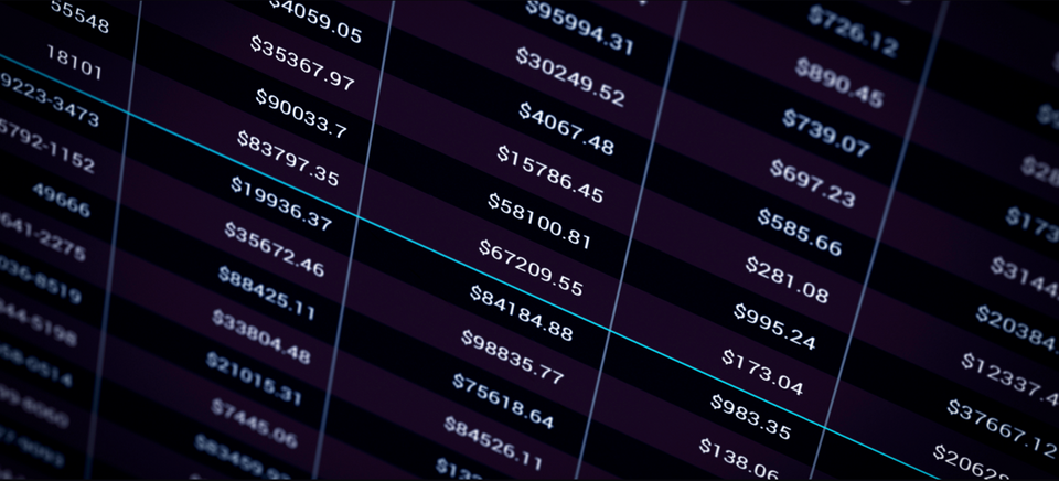 Screen with financial data